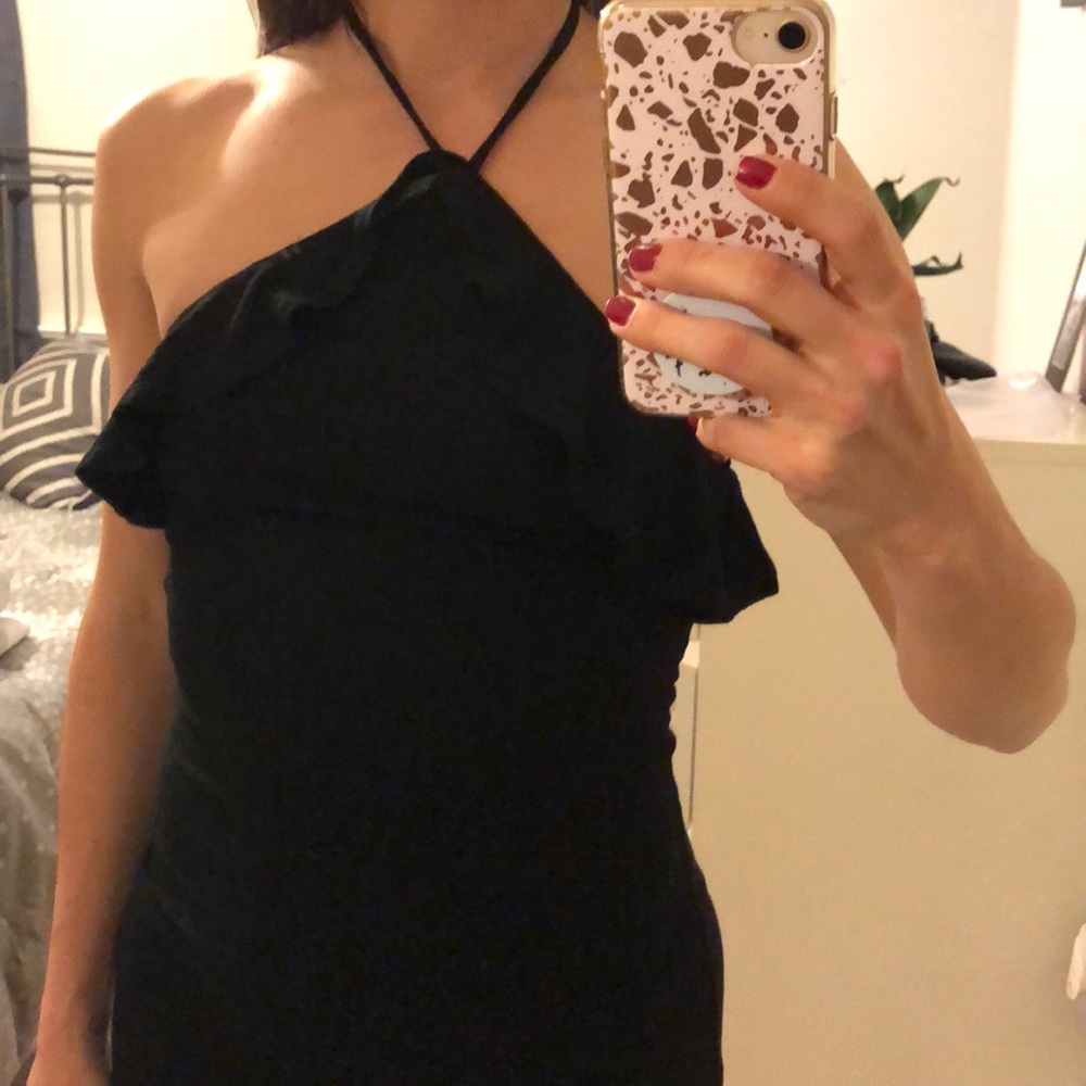 Fitted ribbed black dress - Picture 2 of 4